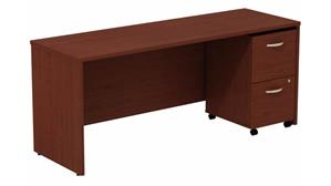 Office Credenzas Bush 72in W Desk Credenza with Assembled 2 Drawer Mobile Pedestal