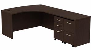 L Shaped Double Pedestal Desks Bush Furnishings Bow Front L-Shaped Desk with (2) Assembled  Mobile Pedestals