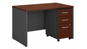 Stand-Alone Single Pedestal Desks Bush Furniture 48in W x 30in D Office Desk with Assembled 3 Drawer Mobile File Cabinet