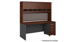 Stand-Alone Desks with Hutch Bush Furnishings 72in W x 30in D Office Desk with Hutch and Assembled Mobile File Cabinet