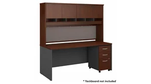 Stand-Alone Desks with Hutch Bush Furnishings 72in W x 30in D Office Desk with Hutch and Assembled Mobile File Cabinet