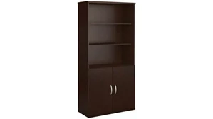 Standard Bookcases Bush Furniture 36in W 5 Shelf Bookcase with Doors