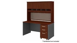 Stand-Alone Desks with Hutch Bush Furnishings 60in W x 30in D Office Desk with Hutch and Assembled  Mobile File Cabinet