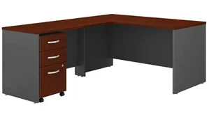 L Shaped Single Pedestal Desks Bush Furnishings 60in W L-Shaped Desk with Assembled 3 Drawer Mobile File Cabinet