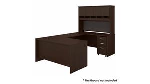 U Shaped Desks Bush 60in W U-Shaped Desk with Hutch and Mobile File Cabinet