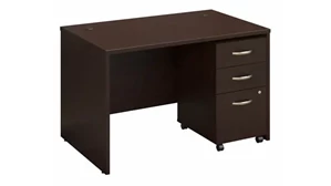 Stand-Alone Single Pedestal Desks Bush Furnishings 48in W x 30in D Desk Shell with 3 Drawer File