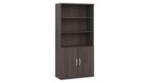 Standard Bookcases Bush Furnishings Tall 5 Shelf Bookcase with Doors