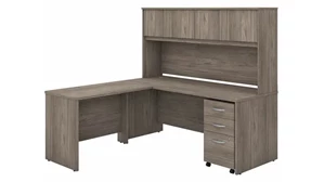 L Shaped Desks with Hutch Bush Furnishings 72in W x 30in D L-Shaped Desk with Hutch, 42in W Return and Assembled Mobile File Cabinet