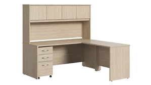 L Shaped Desks with Hutch Bush 72in W x 30in D L-Shaped Desk with Hutch, 42in W Return and Assembled Mobile File Cabinet