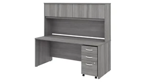 Stand-Alone Desks with Hutch Bush Furniture 72in W x 30in D Office Desk with Hutch and Assembled Mobile File Cabinet