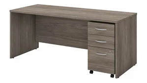 Stand-Alone Single Pedestal Desks Bush Furnishings 72in W x 30in D Office Desk with Assembled Mobile File Cabinet