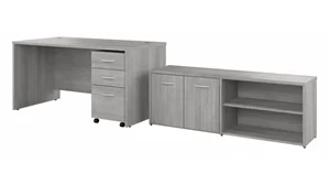 Office Suites Bush Furnishings 60in W x 30in D Office Desk with Storage Return and Assembled  Mobile File Cabinet