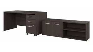 Office Suites Bush Furnishings 60in W x 30in D Office Desk with Storage Return and Assembled  Mobile File Cabinet