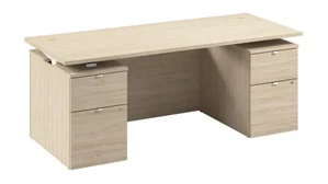 Standing Desks - Electronically Adjustable Bush 72in W Electric Standing Desk with Drawers and Modesty Panel