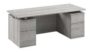 Standing Desks - Electronically Adjustable Bush Furniture 72in W Electric Standing Desk with Drawers and Modesty Panel
