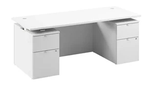Standing Desks - Electronically Adjustable Bush 72in W Electric Standing Desk with Drawers and Modesty Panel