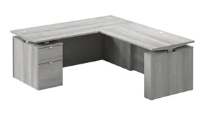 Standing Desks - Electronically Adjustable Bush Furniture 72in W  Height Adjustable L-Shaped Standing Desk with File Cabinet