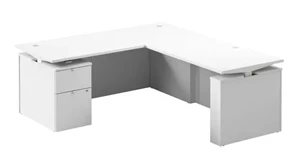 Adjustable Height Desks & Tables Bush Furniture 72in W  Height Adjustable L-Shaped Standing Desk with File Cabinet
