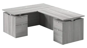 Adjustable Height Desks & Tables Bush 60in Height Adjustable L-Shaped Standing Desk with Drawers