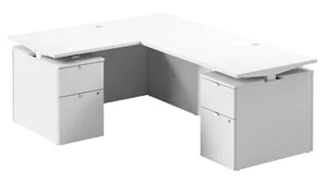 Adjustable Height Desks & Tables Bush 60in Height Adjustable L-Shaped Standing Desk with Drawers