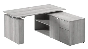 Adjustable Height Desks & Tables Bush 60in Electric Height Adjustable Standing Desk with Storage