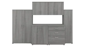 Storage Cabinets Bush 108in W 6 Piece Modular Storage Set with Floor and Wall Cabinets