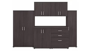 Storage Cabinets Bush 108in W 6 Piece Modular Storage Set with Floor and Wall Cabinets