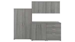 Storage Cabinets Bush 92in W 5 Piece Modular Storage Set with Floor and Wall Cabinets