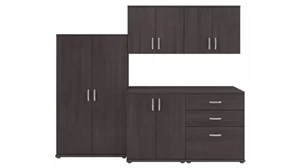 Storage Cabinets Bush 92in W 5 Piece Modular Storage Set with Floor and Wall Cabinets