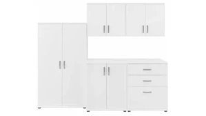 Storage Cabinets Bush 92in W 5 Piece Modular Storage Set with Floor and Wall Cabinets
