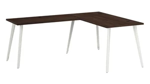 L Shaped Desk Shells Bush 60in W x 30in D L-Shaped Desk with Splayed Metal Legs