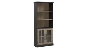 Standard Bookcases Bush Furnishings 5 Shelf Bookcase with Glass Doors