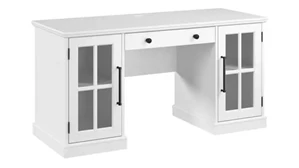 Stand-Alone Double Pedestal Desks Bush Furnishings 60in W Computer Desk with Storage and Keyboard Tray