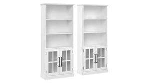 Standard Bookcases Bush Furnishings 5 Shelf Bookcase with Glass Doors - Set of 2