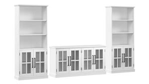 TV Stands Bush Furniture 60in W TV Stand for 75in TV and Bookcases with Glass Doors