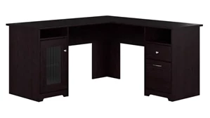 L Shaped Double Pedestal Desks Bush Furnishings 60in W L-Shaped Desk