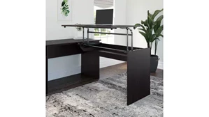 Standing Desks - Manually Adjustable Bush Furniture 42" W 3 Position Sit to Stand Desk Return