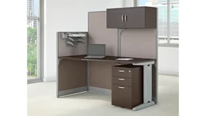 Cubicles Bush 65in W Straight Cubicle Desk with Storage, Drawers, and Organizers