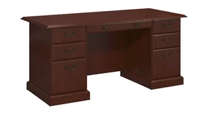 Stand-Alone Double Pedestal Desks Bush Furniture Executive Desk with Drawers