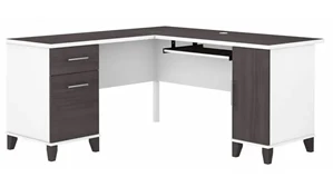 L Shaped Double Pedestal Desks Bush Furnishings 60in W L-Shaped Desk with Storage