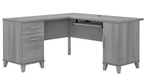 L Shaped Double Pedestal Desks Bush Furnishings 60in W L-Shaped Desk with Storage