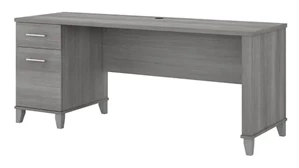 Stand-Alone Single Pedestal Desks Bush Furniture 72in W Office Desk with Drawers