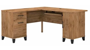 L Shaped Double Pedestal Desks Bush Furniture 60in W L-Shaped Desk with Storage