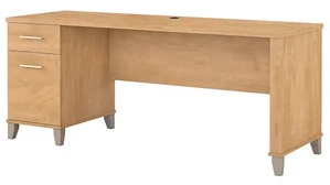 Stand-Alone Single Pedestal Desks Bush Furniture 72in W Office Desk with Drawers