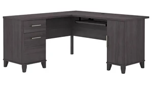 L Shaped Double Pedestal Desks Bush Furnishings 60in W L-Shaped Desk with Storage