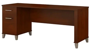 Stand-Alone Single Pedestal Desks Bush Furniture 72in W Office Desk with Drawers