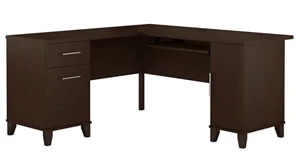 L Shaped Double Pedestal Desks Bush Furnishings 60in W L-Shaped Desk with Storage