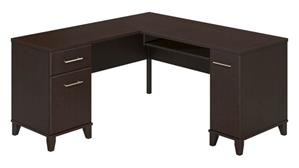 L Shaped Double Pedestal Desks Bush Furniture 60in W L-Shaped Desk with Storage