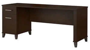 Stand-Alone Single Pedestal Desks Bush Furniture 72in W Office Desk with Drawers