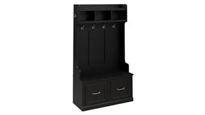 Coat Racks & Hall Trees Bush Furnishings 40in W Hall Tree and Shoe Storage Bench with Doors